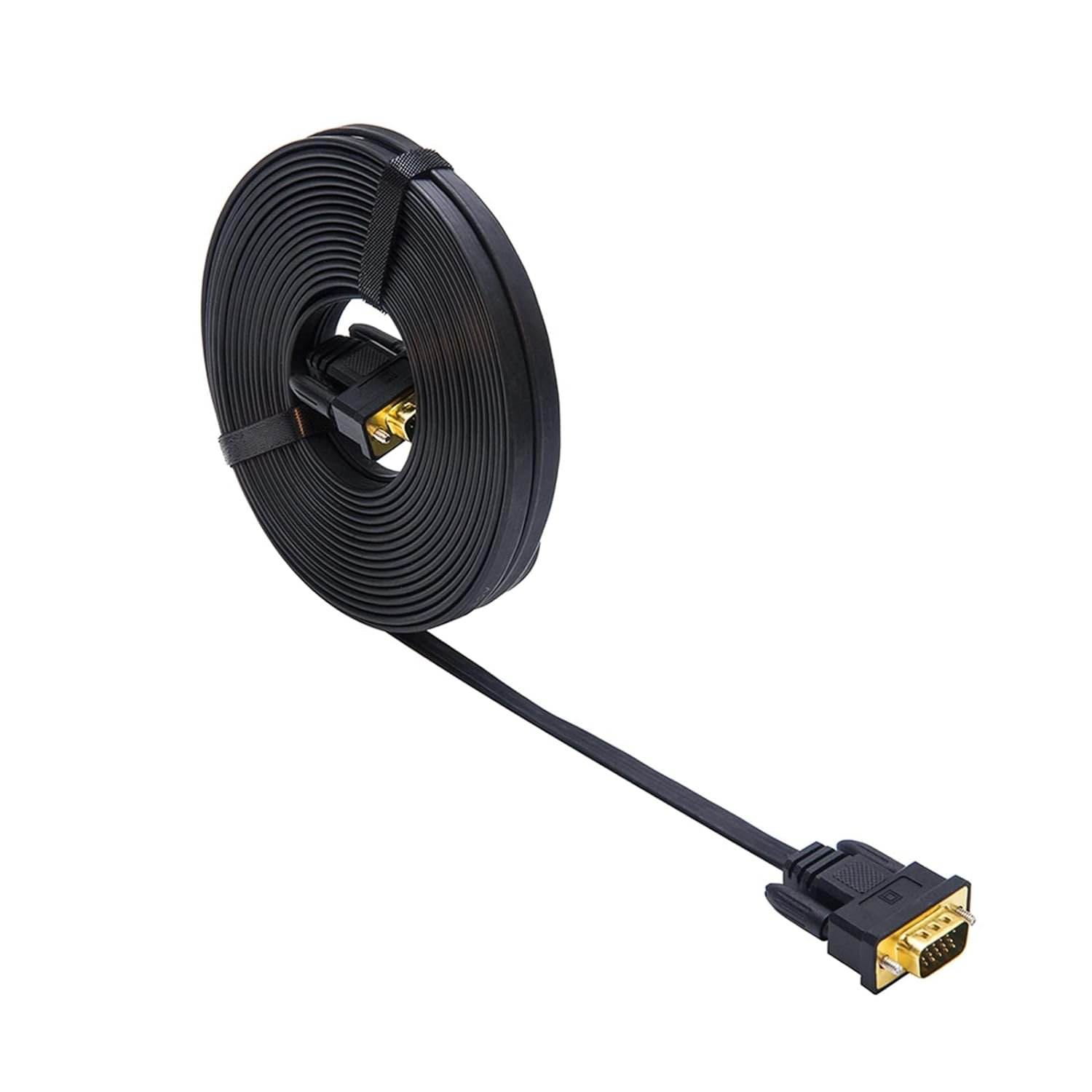DTech 25ft Ultra Thin Flat Type Computer Monitor VGA Cable Standard 15 Pin Male
