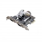 Dual Port Serial Industrial DB9 COM RS232 PCIe X1 Card for Desktop PC with Low B