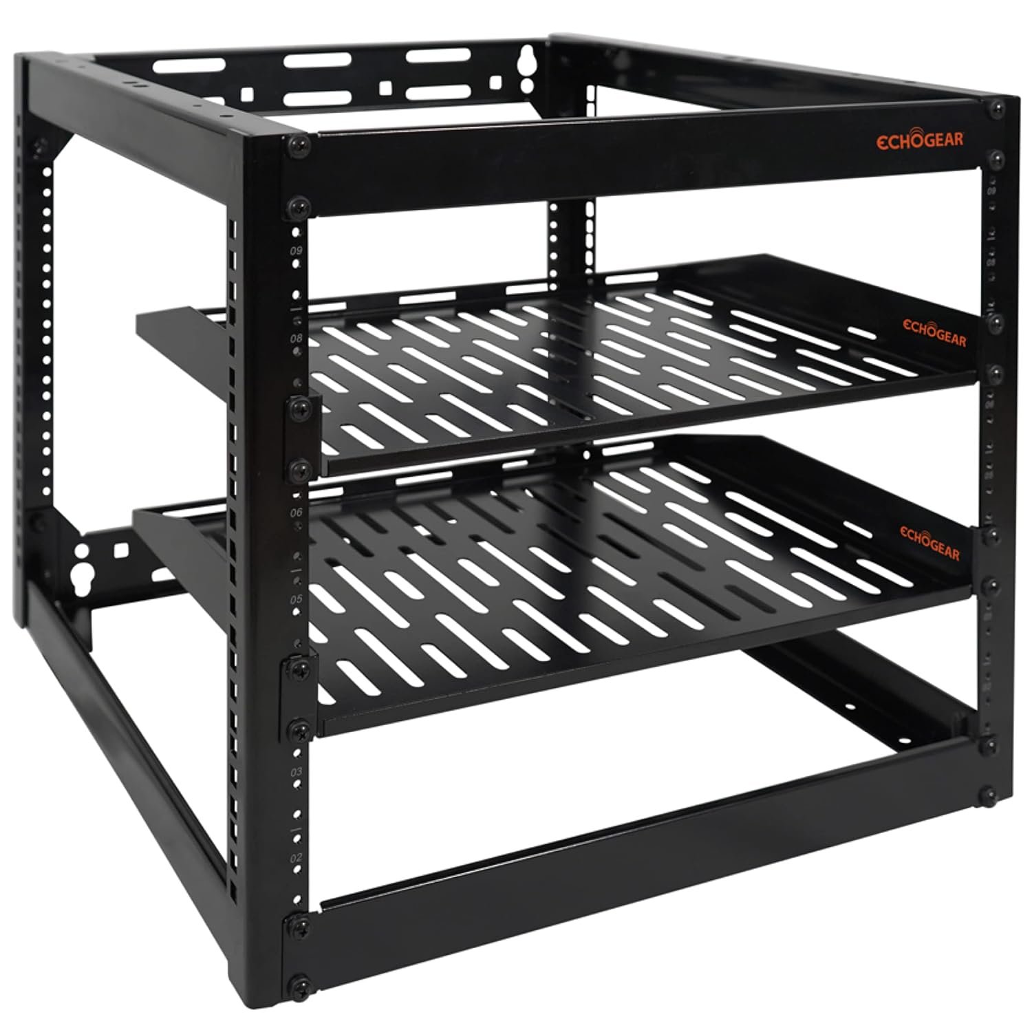 ECHOGEAR 10U Network Rack - Wall Mountable Heavy Duty 4 Post Design Holds All Yo