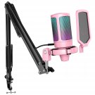 Gaming Usb Microphone Kit, Pc Streaming Recording Computer Rgb Microphone Set Fo