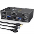 Kvm Switch Dual Monitor Displayport 1.4 8K@30Hz 4K@144Hz 2 In 2 Out,Dp1.4 Kvm Sw