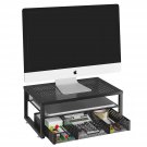 -Metal Monitor Stand Riser And Computer Desk Organizer With Drawer For Laptop, C