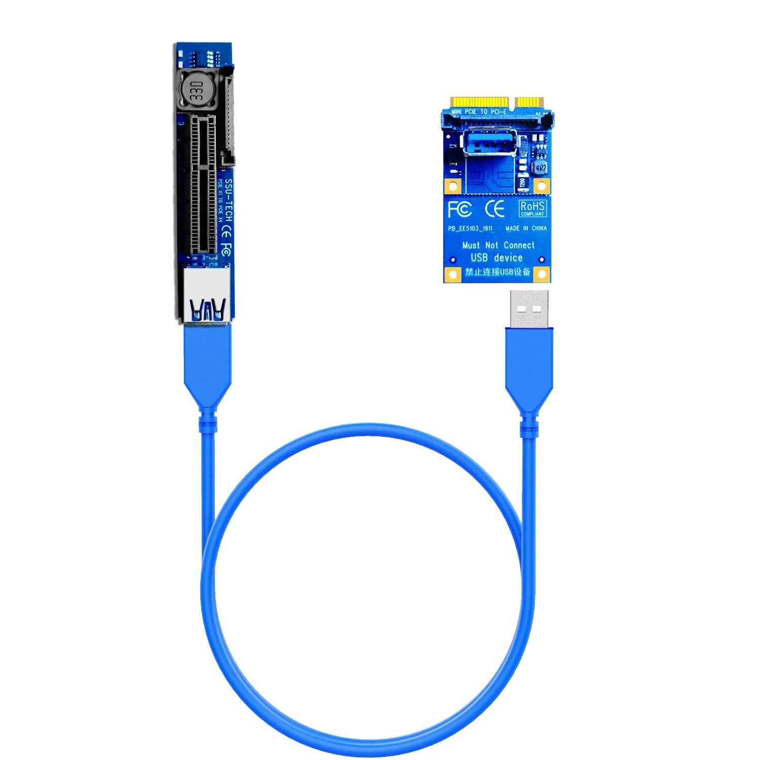 Mini Pcie Extension Cable (23.6 Inch/60Cm), Mini Pci-E To Pci-E X4 Riser Cable F