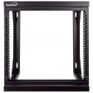 NavePoint 9U Wall Mount IT Open Frame 19 Inch Rack with Swing Out Hinged Gate Bl