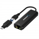 SABRENT USB Type-A or Type-C to 2.5 Gigabit Ethernet Adapter 10/100/1000/2500 NT