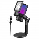 Usb Gaming Microphone For Pc, Noise Cancellation Condenser Mic With Rgb Lights,