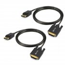 Displayport To Dvi Cable 6 Feet 2-Pack, Display Port(Dp) To Dvi-D Male To Male A
