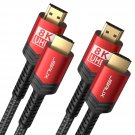 Hdmi Cables 2.1 2 Pack 6Ft, 48Gbps 8K & 4K Ultra High Speed Hdmi Braided Cord, 4