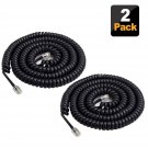Phone Cord Landline, 2 Pack Black Coiled Telephone Handset Cord 23 Ft Uncoiled /