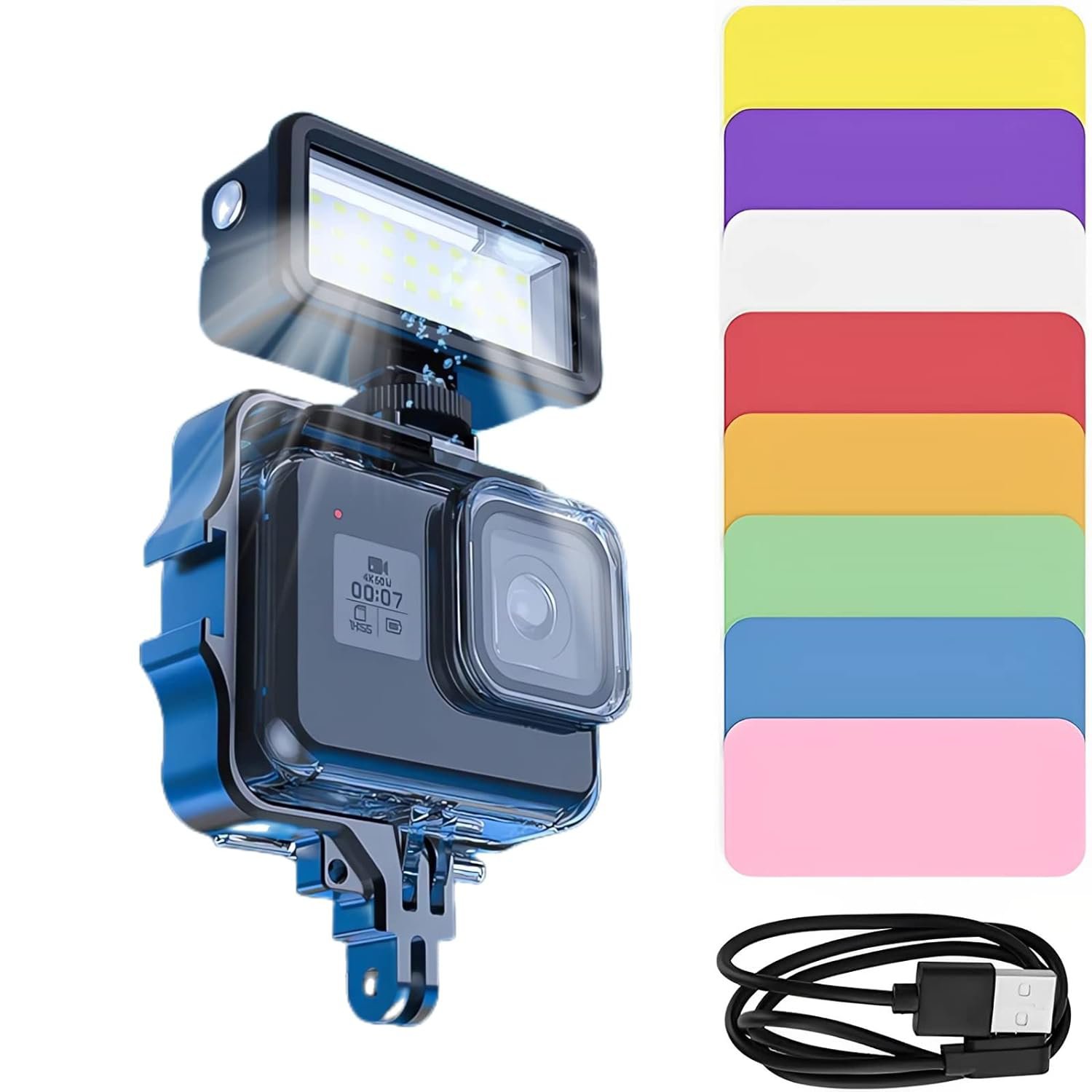 Dive Light Underwater Lights High Power Dimmable Waterproof Light, Ipx8 With 8 C