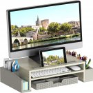 Desk Monitor Stand Riser With Adjustable Organizer Tray, Maple