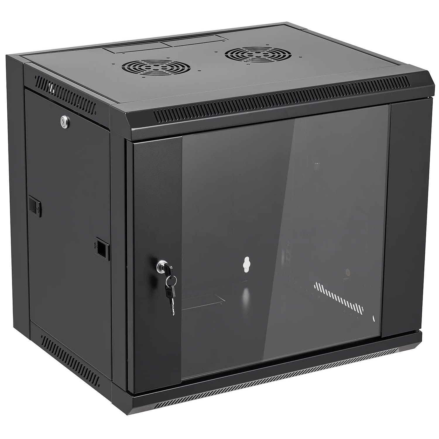 9U Wall Mount Server Cabinet Network Rack Enclosure Locking Glass Door