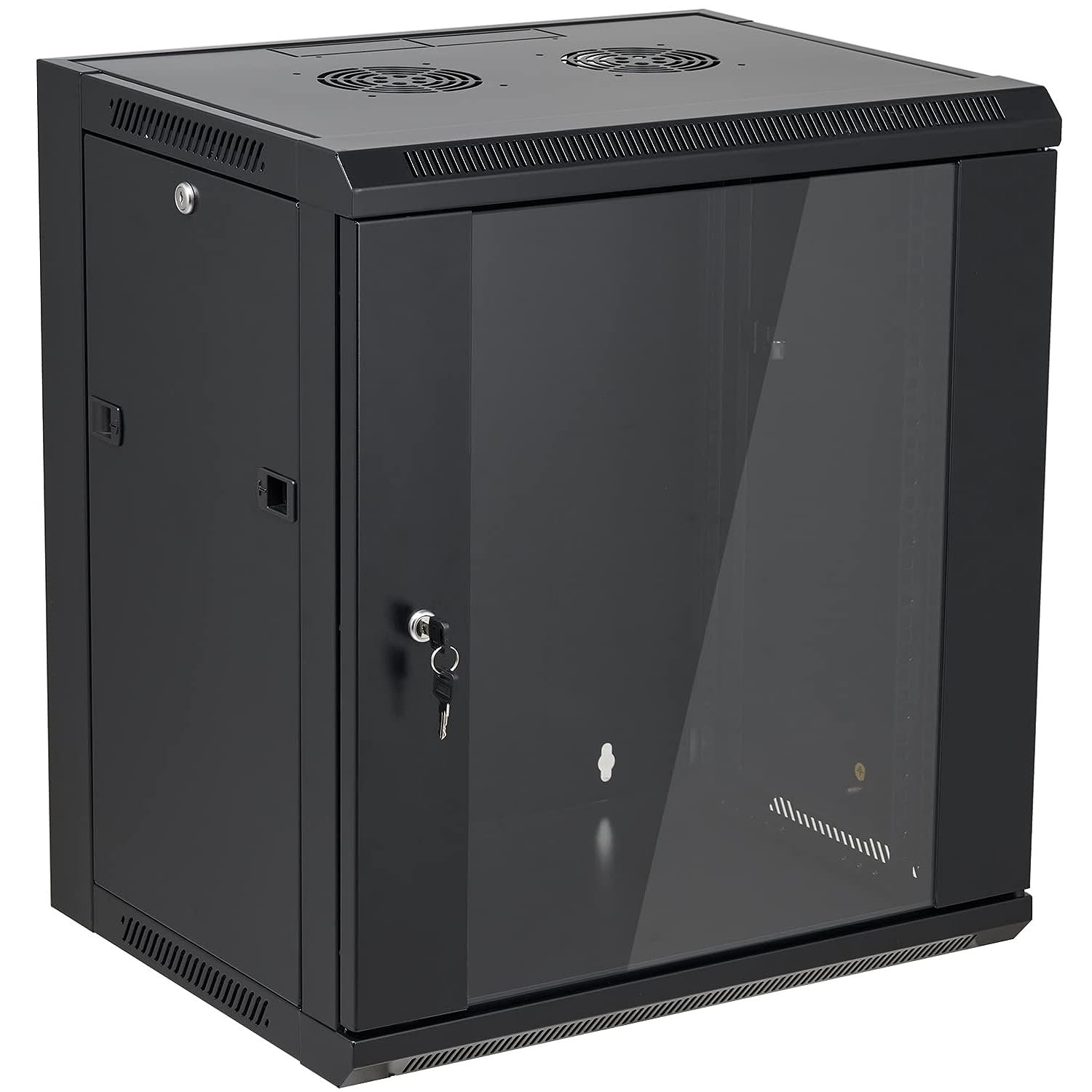 12U Wall Mount Server Cabinet Network Rack Enclosure Locking Glass Door