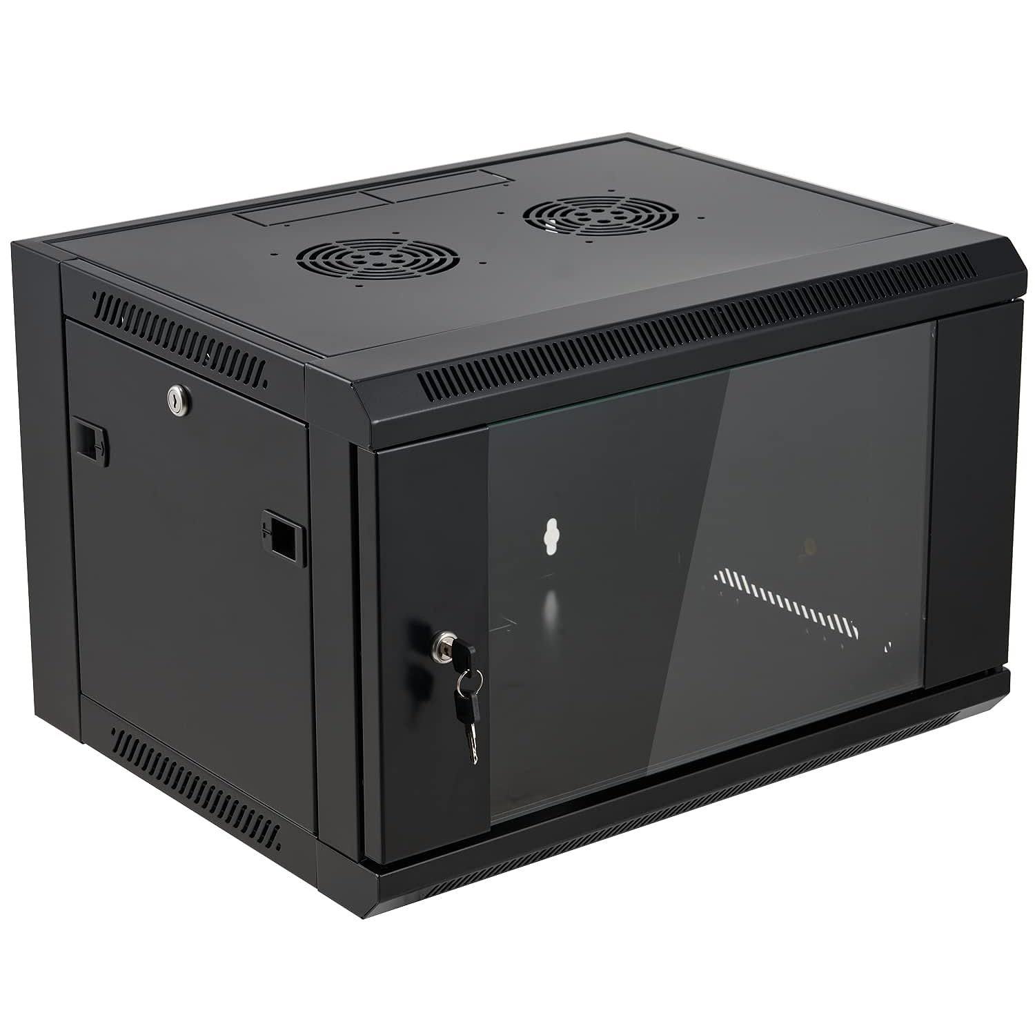 6U Wall Mount Server Cabinet Network Rack Enclosure Locking Glass Door By