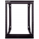NavePoint 12U Wall Mount IT Open Frame 19 Inch Rack with Swing Out Hinged Gate Black