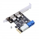 Pci-E To 2 Usb 3.0 Hub Port Pci Expansion Card Adapter With Front 20-Pin Interface