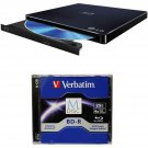 6X Wp50Nb40 Ultra Slim Portable Blu-Ray Writer Bundle With 1 Pack M-Disc Bd - Supports M-Disc And