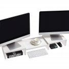 Dual Monitor Stand Riser, Adjustable Length And Angle Multi Screen Stand, Desktop Stand Storage Or