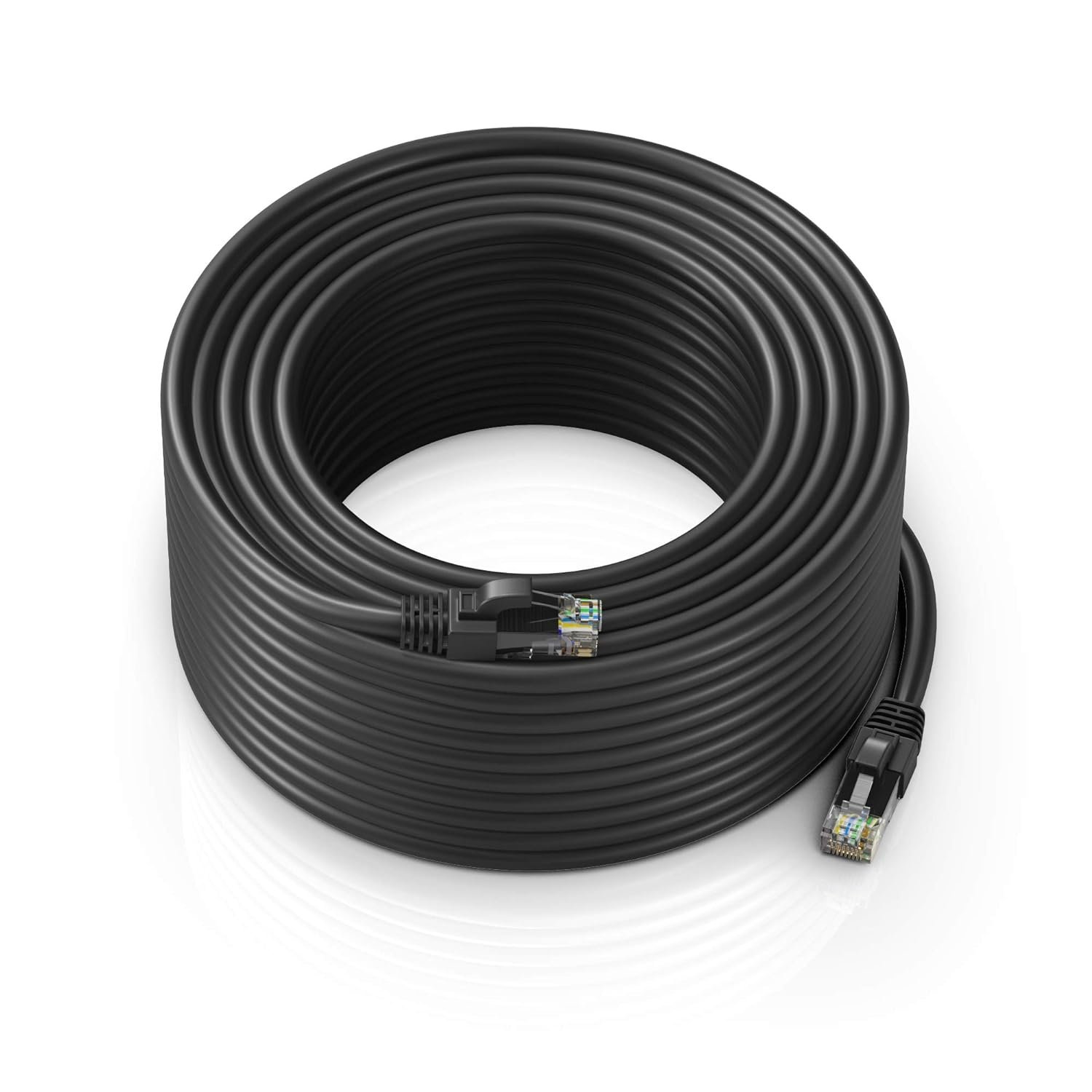 Ethernet Cable 200 ft CAT6 High Speed Internet Network LAN Cable Cord, Outdoor Waterproof (Black)