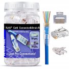 Rj45 Cat6 Pass Through Connectors Gold Plated 8P8C Plugs And Strain Relief (50Xcat6Plug+50Xstrain