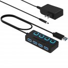 SABRENT 4 Port USB 3.0 Hub with Individual LED Lit Power Switches, Includes 5V/2.5A Power Adapter