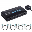 Kvm Switch, Usb Hdmi Switcher 4Kx2K@30Hz For 4 Computers Sharing 1 Hd Monitor And 3 Usb Devices Ke