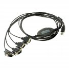 Gearmo 4 Port USB to Serial RS232 Adapter FTDI Chipset, Supports Win 11, 10, 8, 7, Linux, Mac w/ES