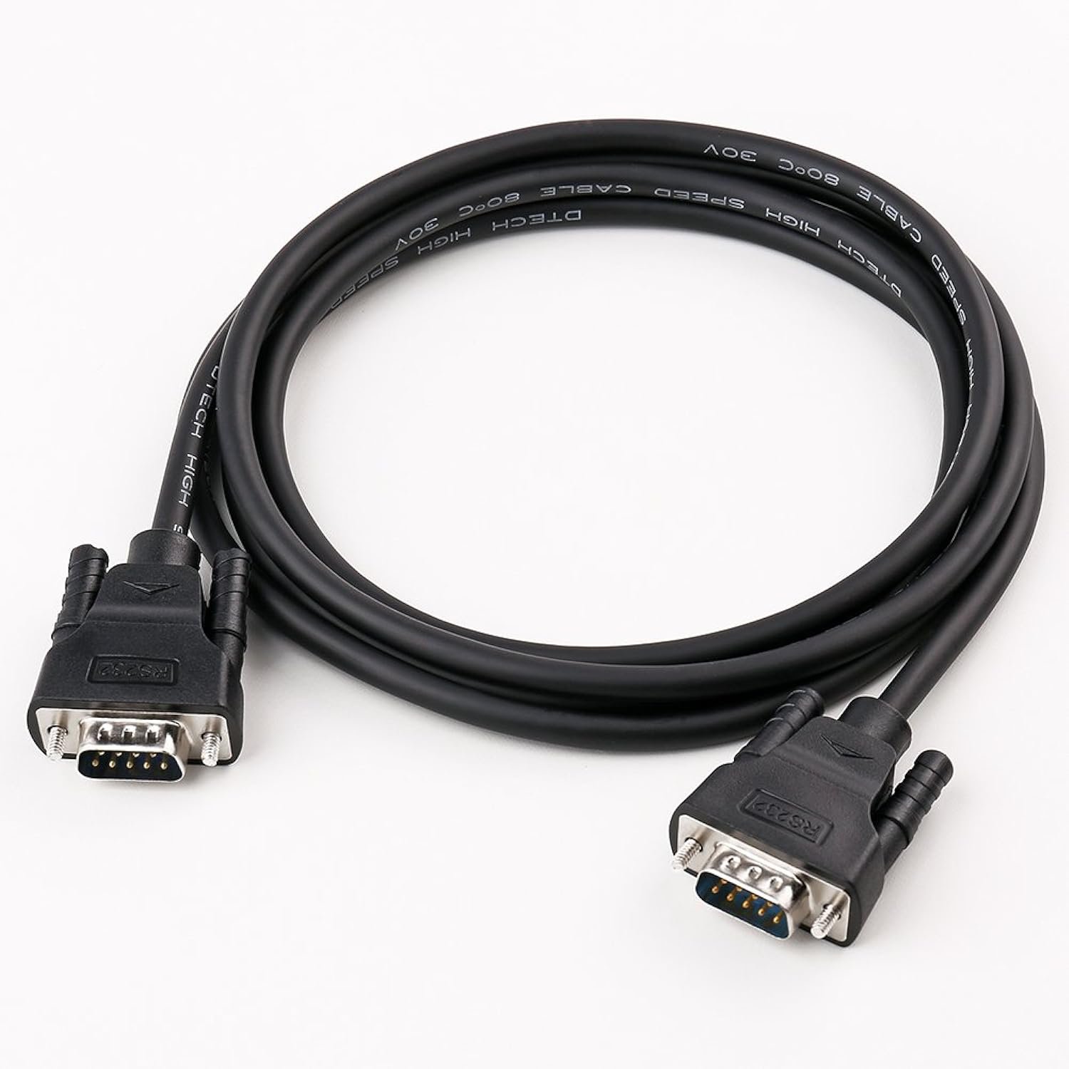 DTech 10ft DB9 to DB9 RS232 Serial Cable Male to Male Null Modem Cord Cross TX RX line for Data Co