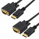 CableCreation DP to VGA Cable 6 FT, [2-Pack] DisplayPort to VGA Cable Gold Plated 1080p@60Hz, DP M
