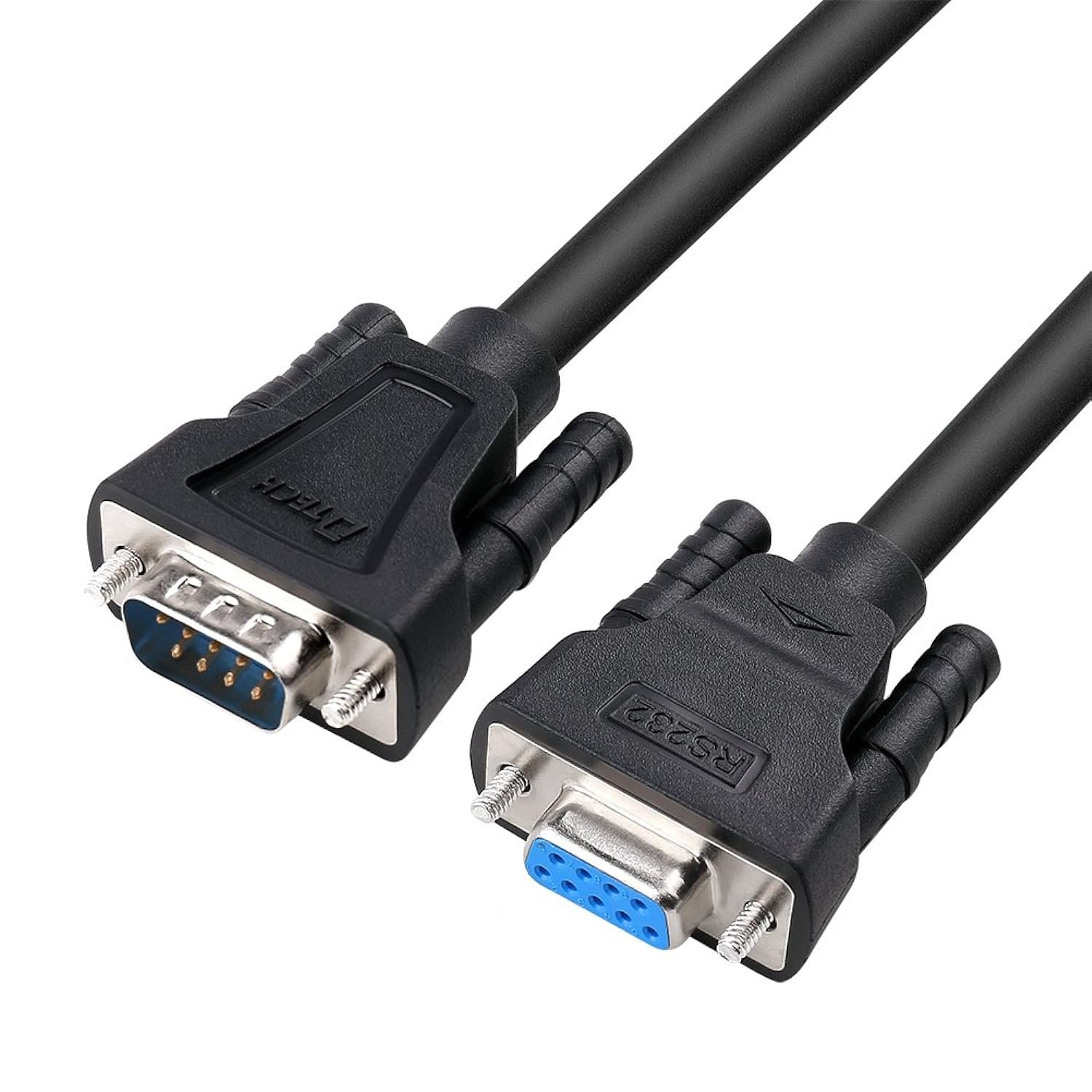 DTech DB9 RS232 Serial Cable Male to Female Null Modem Cord Full Handshaking 7 Wire Crossover for