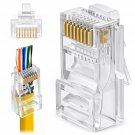 Rj45 Cat5E Pass Through Connectors - Pack Of 100 - Ez To Crimp Modular Plug For Solid Or Stranded