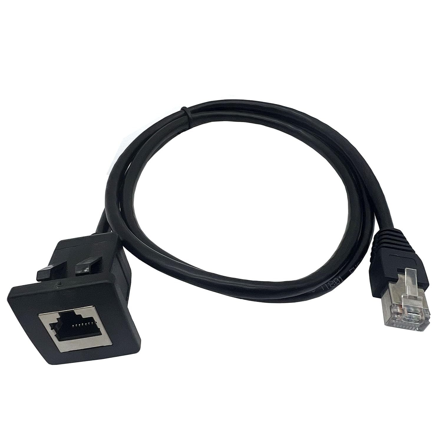 Cat5E Rj45 Square Flush Mount Cable, Rj45 Male To Female Shielded Ethernet Network Panel Mount Ext