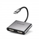 Usb C To Dual Hdmi Adapter, 4K 60Hz Dual Monitor Adapter 2 In 1 Type C (Thunderbolt 3) To Hdmi Con