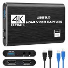 4K Audio Video Capture Card, Usb 3.0 Hdmi Video Capture Device, Full Hd 1080P For Game Recording,