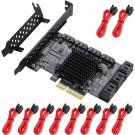 Pcie Sata Controller Card 10 Port With 10 Sata Cables And Low Profile Bracket - 6Gbps Sata 3.0 Pci