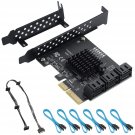 Pcie 4X Sata Card 6 Ports,Sata Iii 6 Gbps Controller Expansion Card, Asm1166/Sata 3.0 Non-Raid,Wit