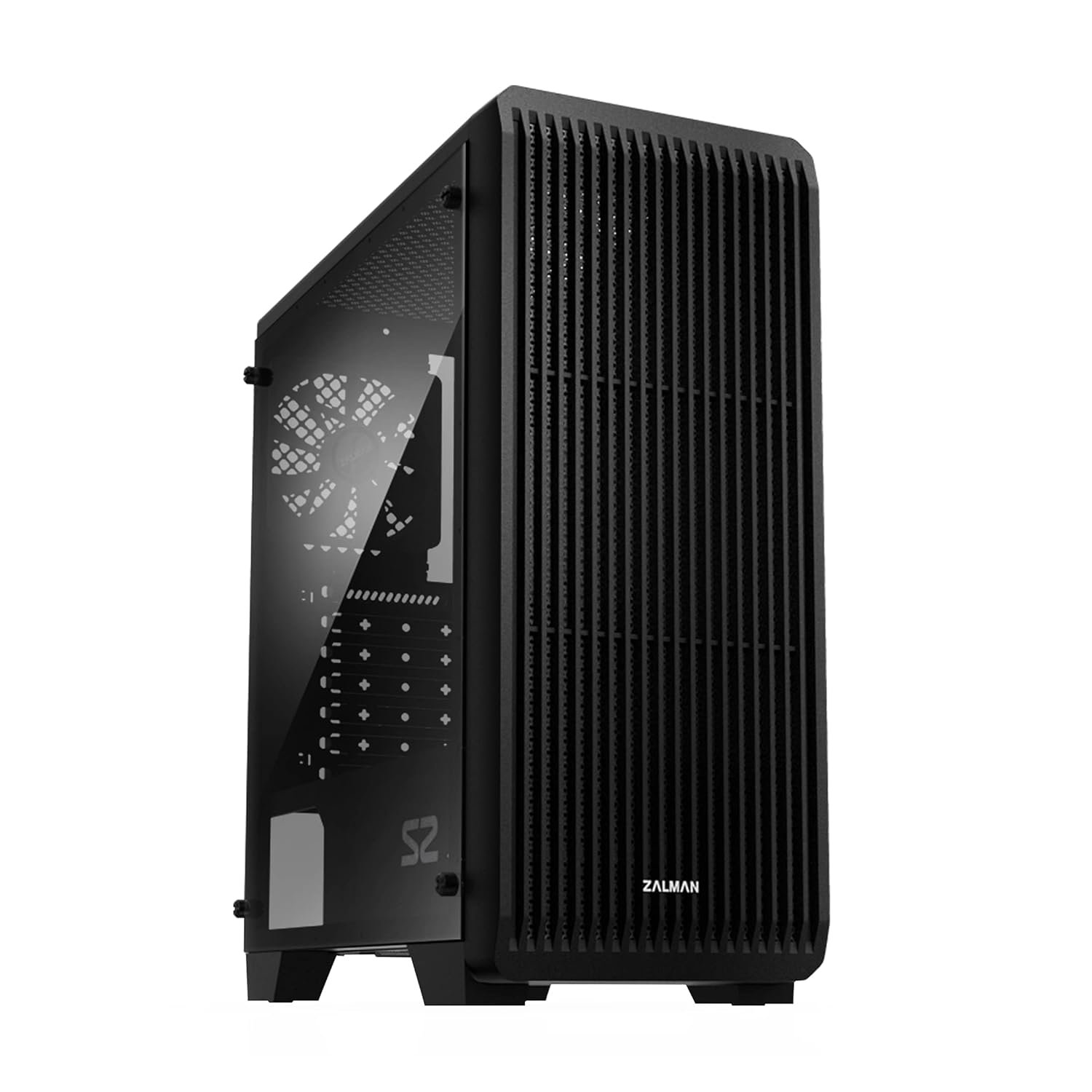 S2 Atx Mid Tower Computer Pc Case, Full Acrylic Clear Side Panel, 3X Pre-Installed 120Mm Case Fans