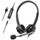 Usb Headset With Microphone,Business Wired Headset, 3.5Mm Jack Headphones With Noise Cancelling Mi