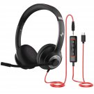 Headset With Microphone For Pc Wired Headphones - Usb C 3.5Mm Headsets With Noise-Cancelling Micro