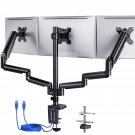 Triple Monitor Mount For Desk, 3 Monitor Stand With Gas Spring Adjustable Monitor Arm Fit Three Sc