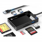 Sd Card Reader 7 In 1, 2.5Ft Nylon Cable For Desktop, Extra Usb 3.0 Ports Micro Sd To Usb Hub, Mul