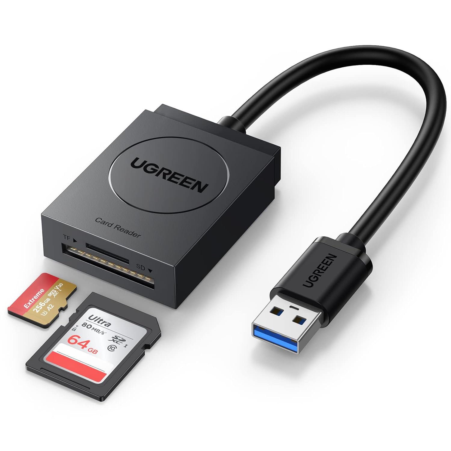 UGREEN SD Card Reader USB 3.0 Dual Slot Flash Memory Card Reader TF SD Micro SD SDXC SDHC MMC RS-M