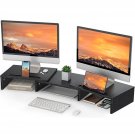Dual Monitor Stand For 2 Monitors, Monitor Stand For Desk, Adjustable Computer Stand W/Slot For Ta
