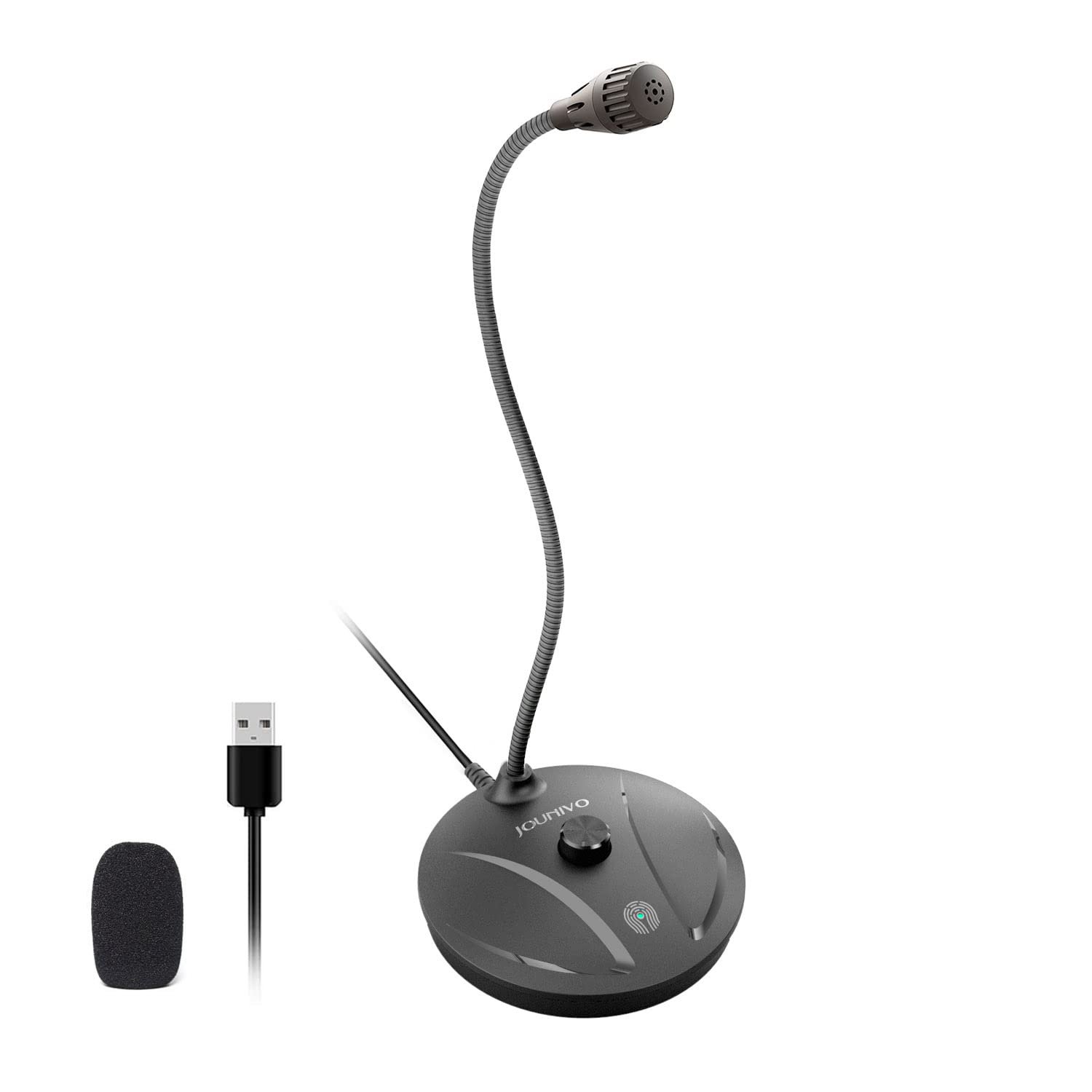 Usb Microphone For Computer, Pc/Laptop Mic, Mute Button With Led Indicator, 360 Degree Gooseneck D