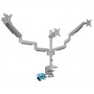 Triple Monitor Mount | Desk Stand With Usb And Audio Ports | 3 Counter-Balanced Gas Spring Height