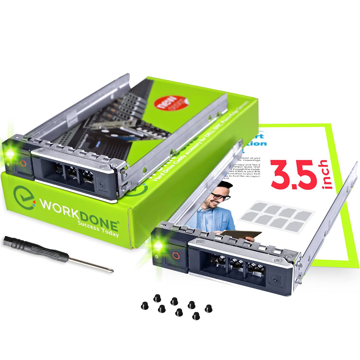2-Pack 3.5 Inch Drive Caddy - Compatible For Poweredge - 14Th Gen R340 R440 R540 R640 R740 R740Xd2