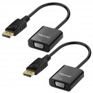 Displayport (Dp) To Vga Adapter, 2 Pack, Gold-Plated Display Port To Vga Adapter (Male To Female)