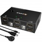 Dual Monitor Kvm Switch Hdmi 2 Port 4K@30Hz, Usb Hdmi Extended Display Switcher For 2 Computers Sh