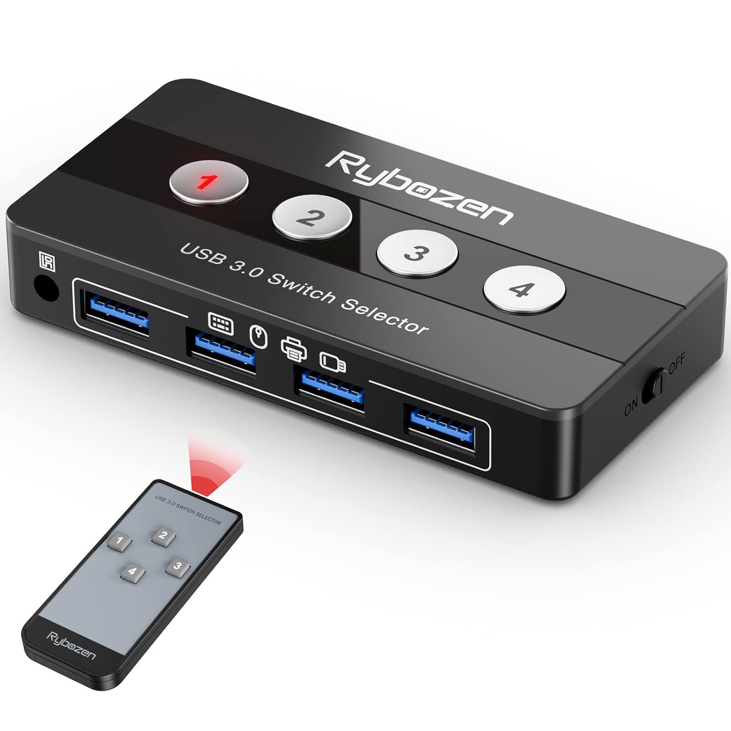 Usb 3.0 Switch Selector, 4 Port Kvm Switch Usb Peripheral Switcher Box, 4 Computers Sharing 4 Usb