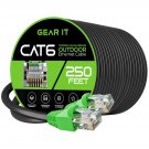 GearIT Cat6 Outdoor Ethernet Cable (250 Feet) CCA Copper Clad, Waterproof, Direct Burial, In-Groun